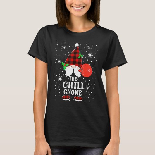 Chill Gnome Buffalo Plaid Matching Family Christma Tシャツ (正面)