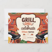 Chill Grill and Beer Birthday Invitation Card 招待状 (正面)