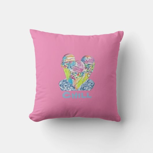 Chill Ice cream Throw Pillow クッション (正面)