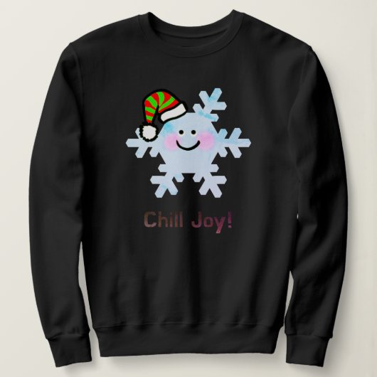 Chill Joy! - Cute Christmas Snowflake Smile スウェットシャツ (デザイン正面)