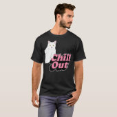 Chill Out - Chillinのレトロ猫ピンクと Tシャツ (正面フル)
