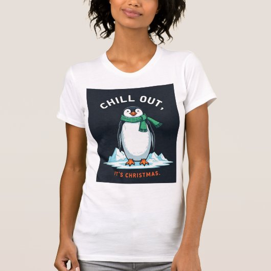 「Chill Out Penguin Women's T-Shirt - おもしろい Tシャツ (正面)