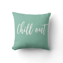 Chill Out Throw Pillow Mint Green White