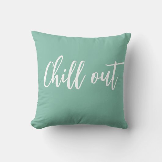 Chill Out Throw Pillow Mint Green White クッション (正面)