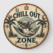 Chill Out Zone Funny Koala ラージ壁時計 (正面)