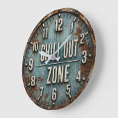 Chill Out Zone Rustic Industrial ラージ壁時計 (傾斜)