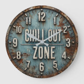Chill Out Zone Rustic Industrial ラージ壁時計 (正面)