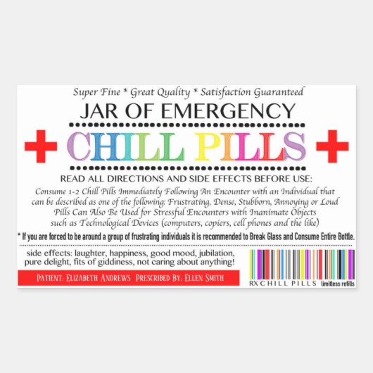 Chill Pillラベル 長方形シール (正面)