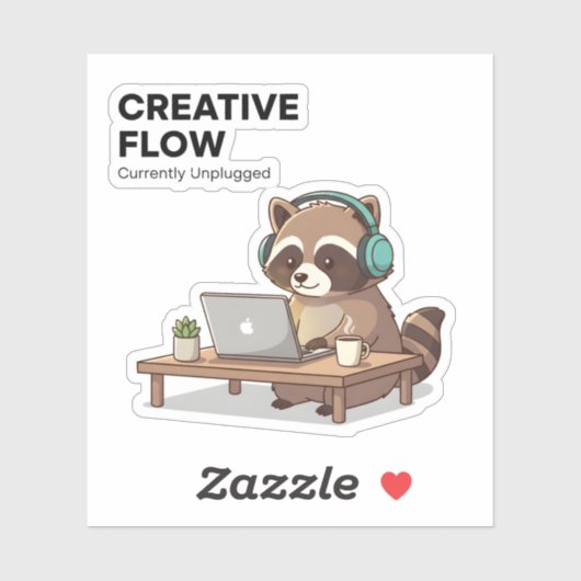 Chill Raccoon Coding Sticker Creative Flow Laptop シール (シート)