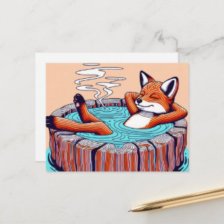Chill Red Fox in a Hot Tub ポストカード