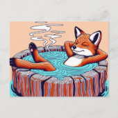 Chill Red Fox in a Hot Tub ポストカード (正面)