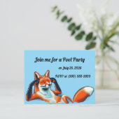 Chill Red Fox in a Pool Party RSVP ポストカード (スタンド正面)
