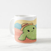 Chill Relaxing Cactus with Hat Mug - Summer Desert コーヒーマグカップ (正面左)