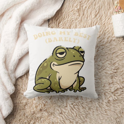 Chill Retro Frog Minimal Effort Square Pillow クッション (ブランケット)