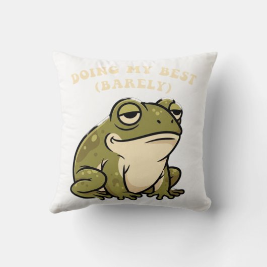 Chill Retro Frog Minimal Effort Square Pillow クッション (裏面)