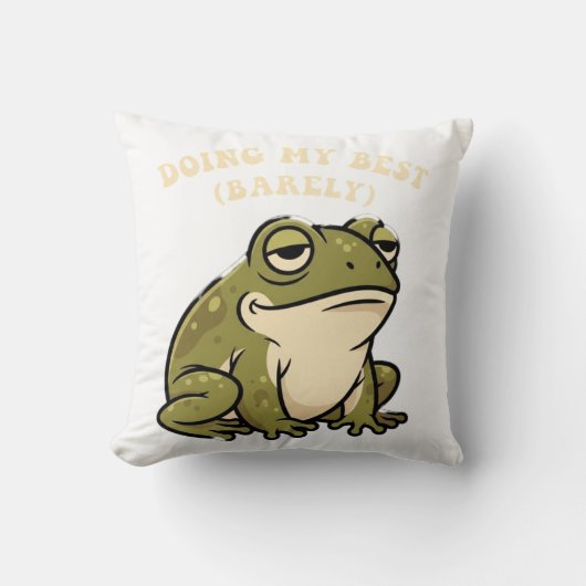 Chill Retro Frog Minimal Effort Square Pillow クッション (正面)