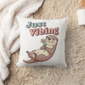 Chill Retro Otter Square Comfort Pillow クッション (ブランケット)
