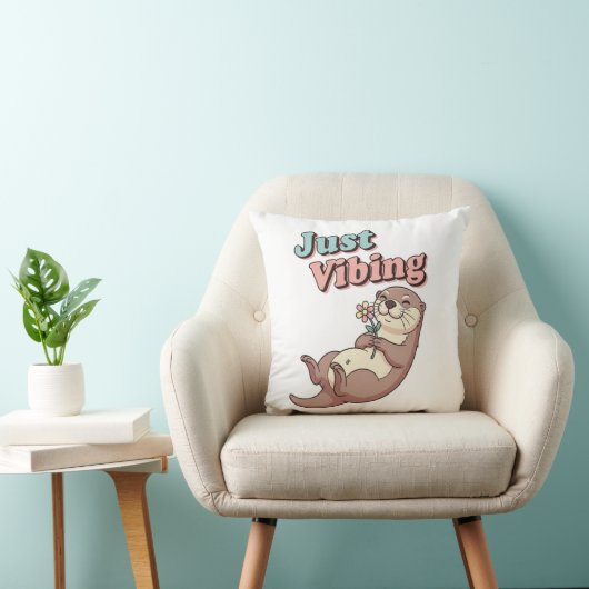 Chill Retro Otter Square Comfort Pillow クッション (椅子)