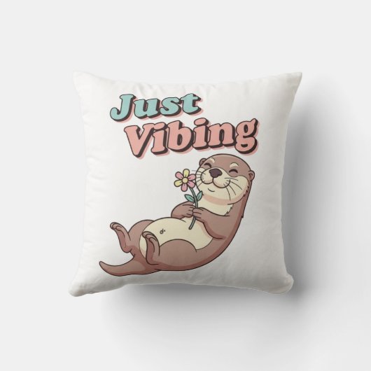 Chill Retro Otter Square Comfort Pillow クッション (裏面)