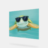 Chill Sea Turtle with Sunglasses – Underwater Vibe アクリルサイン (傾斜)