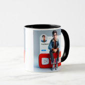 Chill & Sip: YouTube Editionマグソーシャルメディアのロゴ マグカップ (正面右)