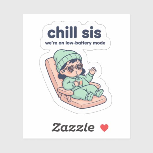 Chill Sis Funny Baby Sticker – Low Battery Mode シール (シート)