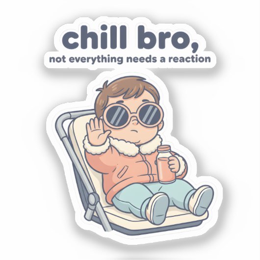 Chill Sis Funny Baby Sticker – Low Battery Mode シール (正面)