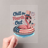 Chill The Fourth Out Funny 4th of July Flamingo アクリル招待状 (インサイチュ (ポータブル))