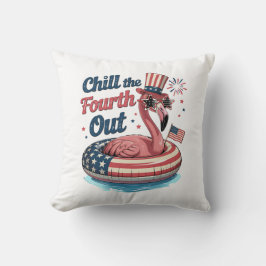 Chill The Fourth Out Funny 4th of July Flamingo クッション