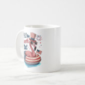 Chill The Fourth Out Funny 4th of July Flamingo コーヒーマグカップ (正面左)