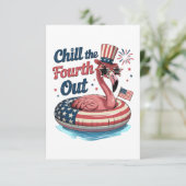 Chill The Fourth Out Funny 4th of July Flamingo サンキューカード (スタンド正面)