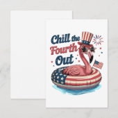 Chill The Fourth Out Funny 4th of July Flamingo サンキューカード (正面/裏面)