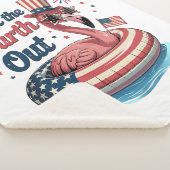 Chill The Fourth Out Funny 4th of July Flamingo シェルパブランケット (3/4)