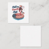 Chill The Fourth Out Funny 4th of July Flamingo スクエア名刺 (正面/裏面)