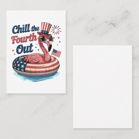 Chill The Fourth Out Funny 4th of July Flamingo 名刺 (正面/裏面)