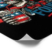 Chill The Fourth Out Skeleton Funny Patriotic 4th ポスター (角)