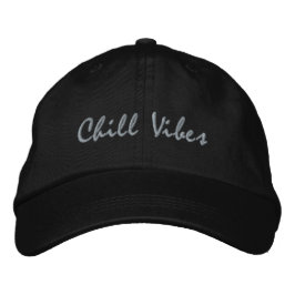 Chill Vibes Black Hat 刺繍入りキャップ