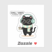 Chill Vibes Cat Sticker – Cute Black Cat with Head シール (シート)