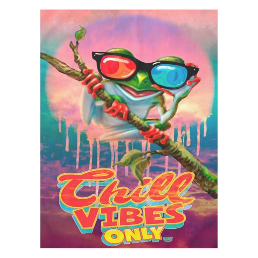 Chill Vibes Frog 3D Glasses |  Frog Fleece Blanket テーブルクロス (正面)