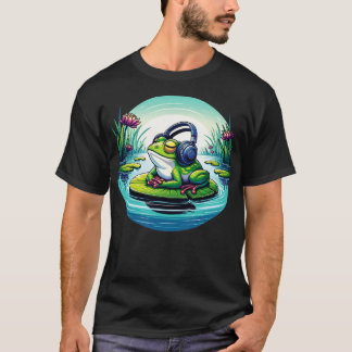 Chill Vibes Frog Zen Music Lover水陸両生イラストレーター Tシャツ