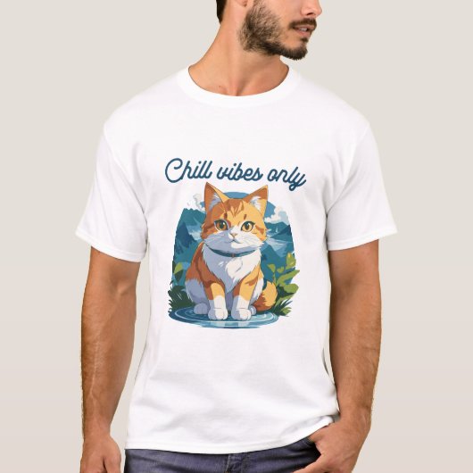 Chill Vibes Only Cute Relaxed Dog Art Tシャツ (正面)