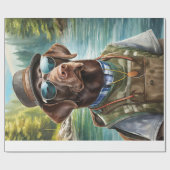 Chillax and Go Outside、Chocolate Lab Fisherman ラッピングペーパー (フラット)