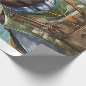 Chillax and Go Outside、Chocolate Lab Fisherman ラッピングペーパー (角)