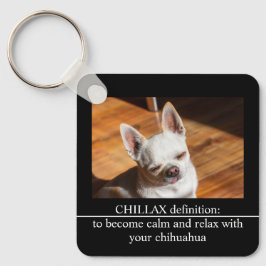 Chillax Chihuahua sleepy relaxed Custom Photo text キーホルダー