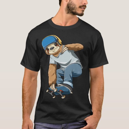 Chilled Sloth Skateboarding   Skater Tシャツ (正面)