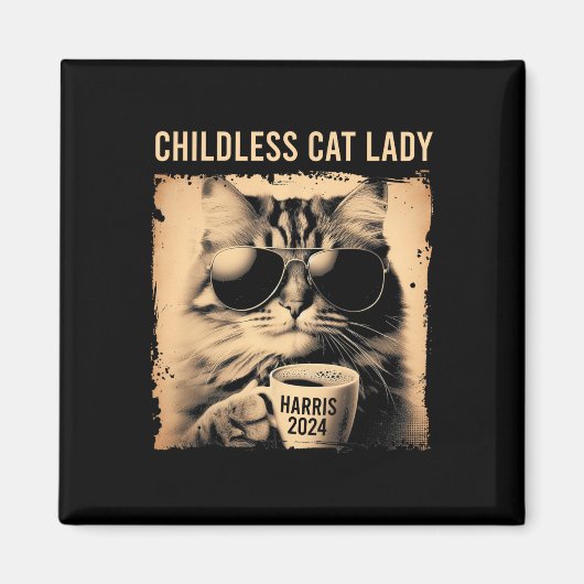 Chilless Cat Ladyヴィンテージ- Coffee Cat Kamala 202 マグネット (正面)