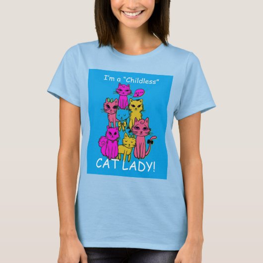 Chilless Cat Lady – 漫画の猫デザイン Tシャツ (正面)