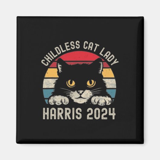 Chilless Cat Lady For Kamala Harris 2024レトロBl マグネット (正面)