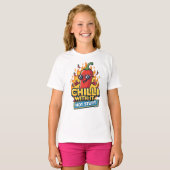 “Chilli With It” Tee – Cool & Spicy Cartoon Pepper Tシャツ (正面フル)