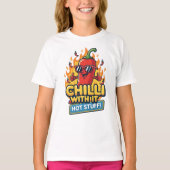 “Chilli With It” Tee – Cool & Spicy Cartoon Pepper Tシャツ (正面)